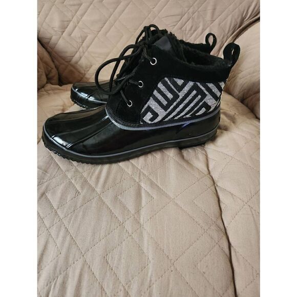 Black Aztec Print Khombo Fleece Lined Winter Boots, Size 11. No box - Picture 2 of 6